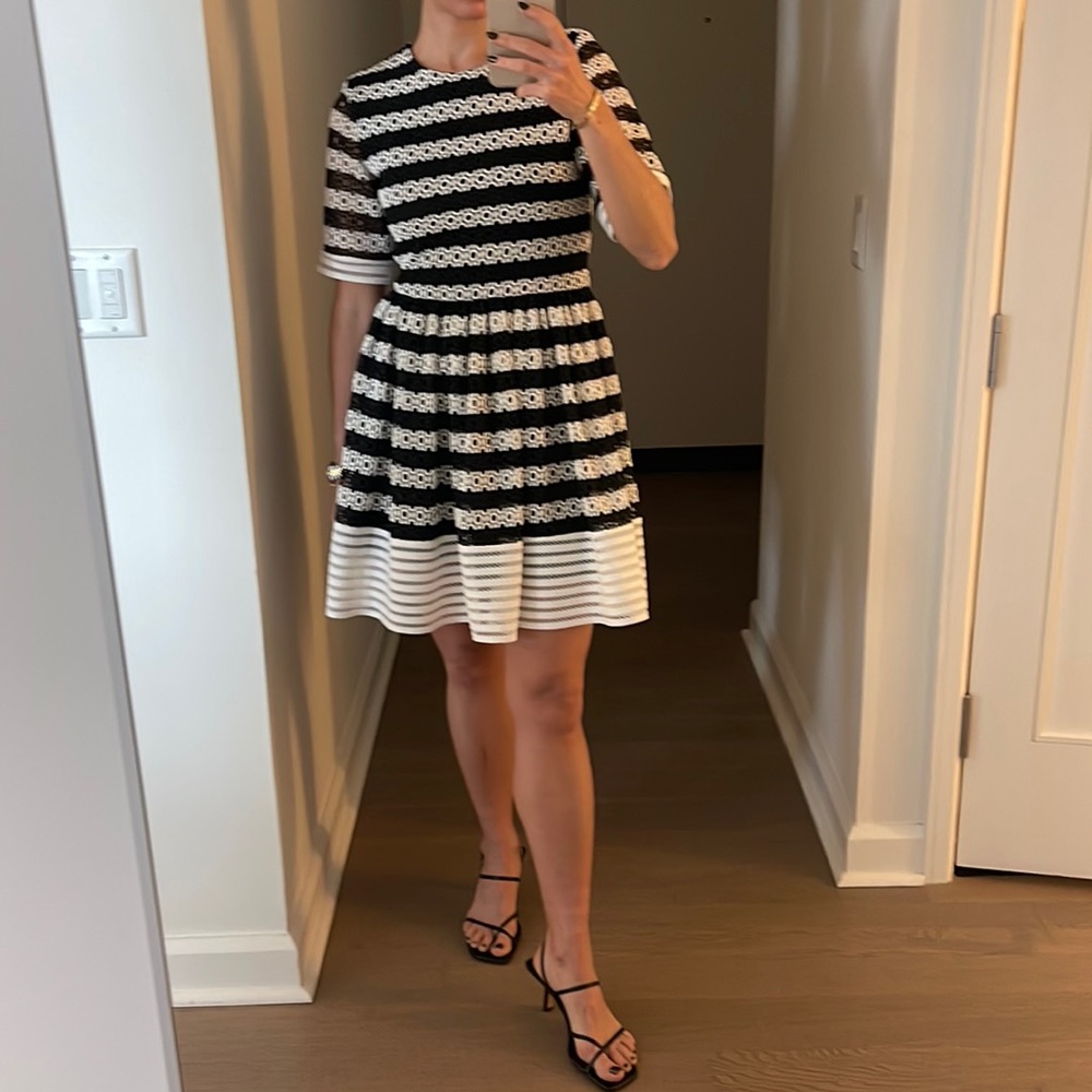 Alexis black and white eyelet dress. Like new.
